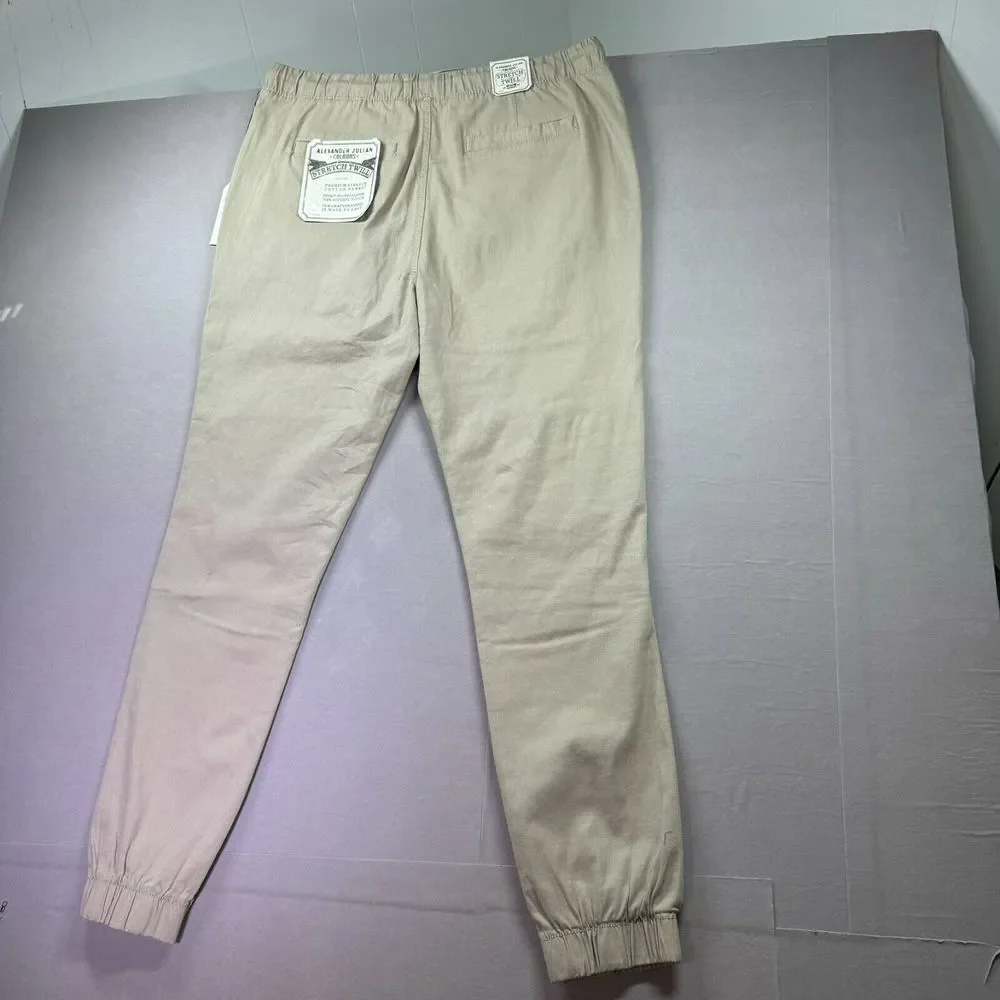 NEW Alexander Julian‎ Colours Stretch Pants Mens XL Khaki Golf Sail Drawstring